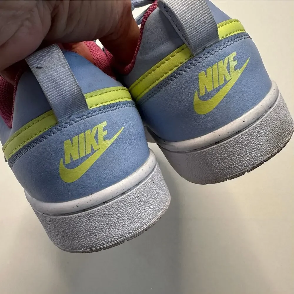 Nike Court Borough Low Sneaker in Light Blue and Pink - Big Girl Size 6.5Y